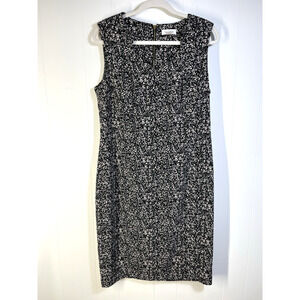 Calvin Klein Ponte Jacquard Knit Sleeveless Snow Leopard Sheath Dress Size 14